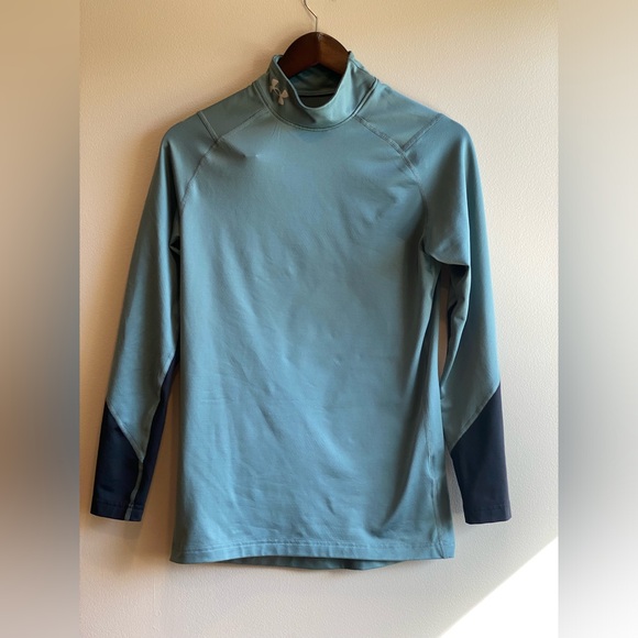 Under Armor ColdGear Authentics Mock Neck Size Small Green & Black Top/Baselayer - Picture 1 of 12
